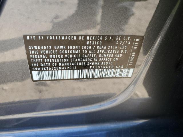 3VW1K7AJ2EM422013 - 2014 VOLKSWAGEN JETTA BASE Boz foto 12