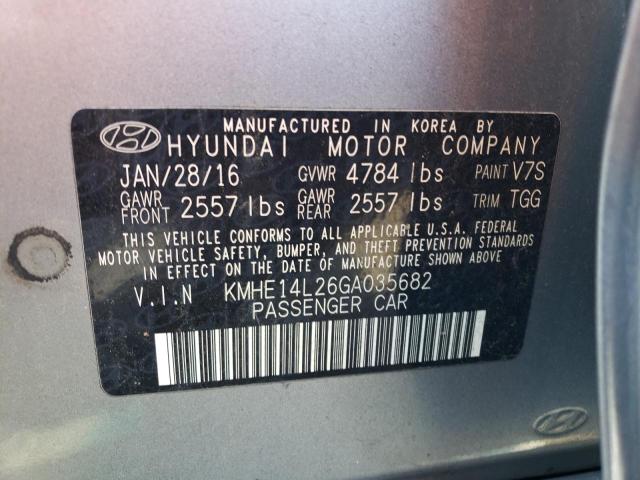 KMHE14L26GA035682 - 2016 HYUNDAI SONATA PLUG-IN HYBRID SILVER photo 12