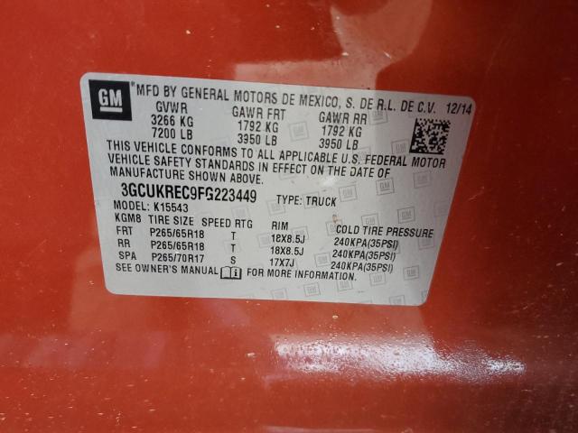 3GCUKREC9FG223449 - 2015 CHEVROLET SILVERADO K1500 LT ORANGE photo 13