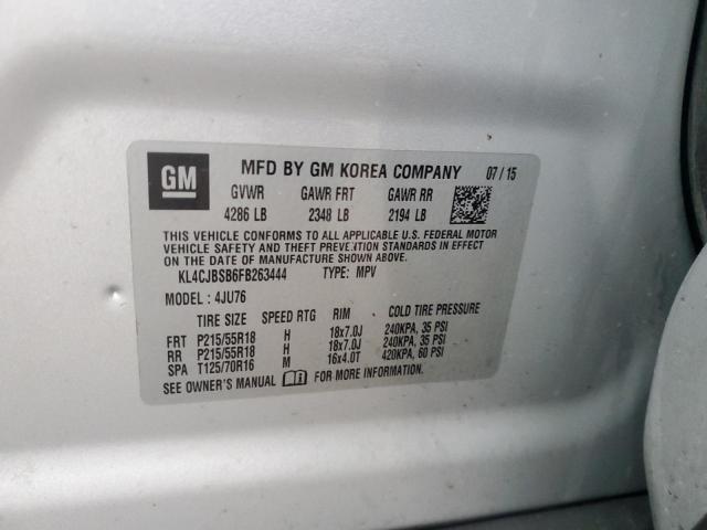 KL4CJBSB6FB263444 - 2015 BUICK ENCORE CONVENIENCE 银色 照片 12