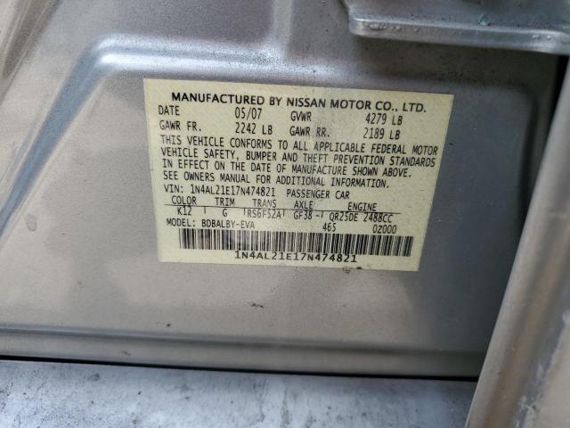 1N4AL21E17N474821 - 2007 NISSAN ALTIMA 2.5 SILVER photo 13