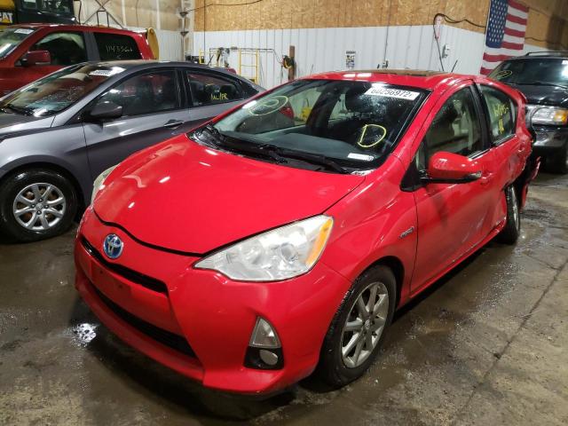 JTDKDTB38C1010425 - 2012 TOYOTA PRIUS C RED photo 2