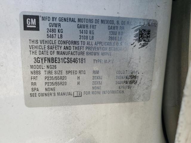 3GYFNBE31CS646181 - 2012 CADILLAC SRX PERFORMANCE COLLECTION WHITE photo 13