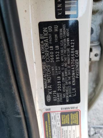 KNADM4A37G6686421 - 2016 KIA RIO LX WHITE photo 12