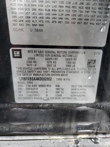 LRBFXBSA4KD092862 - 2019 BUICK ENVISION PREFERRED შავი ფოტო 13