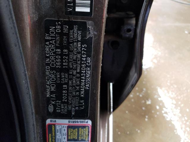KNADN4A34D6146775 - 2013 KIA RIO EX BROWN photo 12