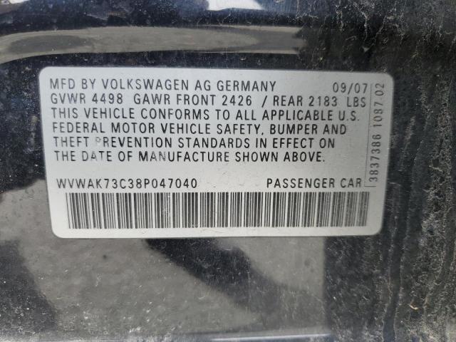 WVWAK73C38P047040 - 2008 VOLKSWAGEN PASSAT KOMFORT BLACK photo 12