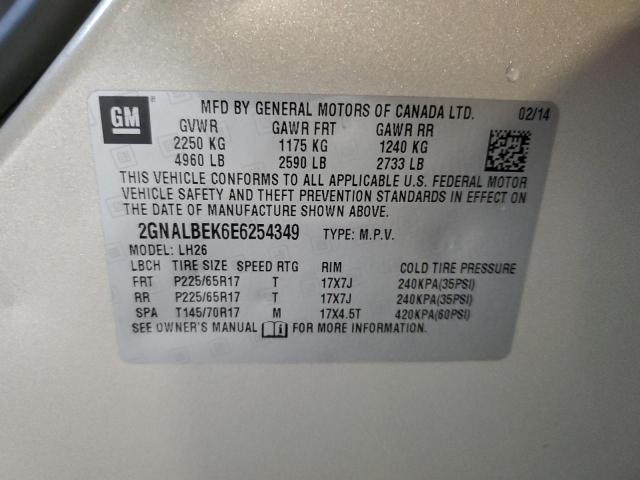 2GNALBEK6E6254349 - 2014 CHEVROLET EQUINOX LT SILVER photo 12