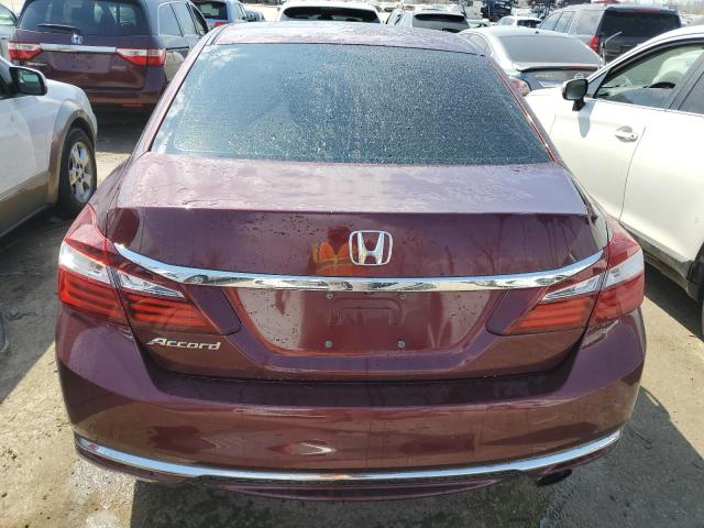 1HGCR2F38GA030496 - 2016 HONDA ACCORD LX BURGUNDY photo 6