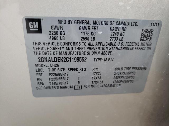 2GNALDEK2C1198562 - 2012 CHEVROLET EQUINOX LT BEIGE photo 13