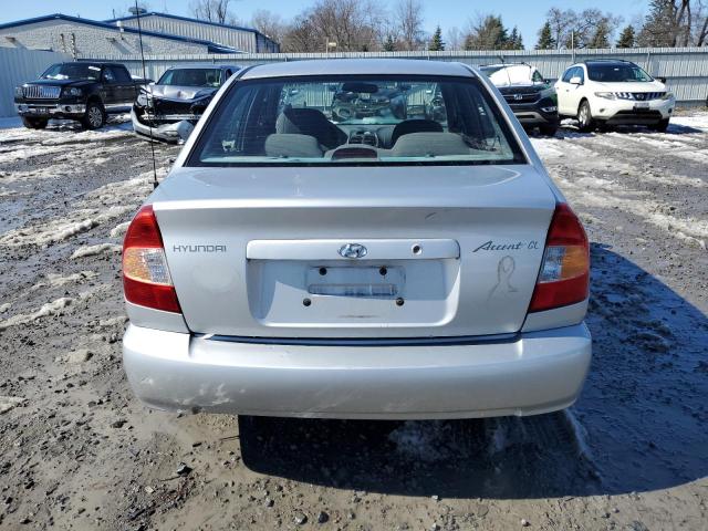 KMHCG45G7YU111344 - 2000 HYUNDAI ACCENT GL SILVER photo 6