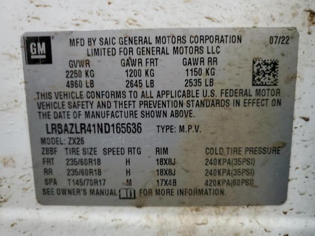 LRBAZLR41ND165636 - 2022 BUICK ENVISION PREFERRED 白色 照片 14