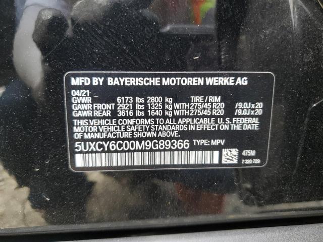 5UXCY6C00M9G89366 - 2021 BMW X6 XDRIVE40I BLACK photo 13