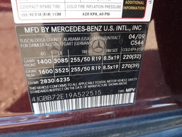 4JGBB72E19A522515 - 2009 MERCEDES-BENZ ML 550 RED photo 13