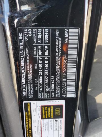 4JGDA5HB4EA353694 - 2014 MERCEDES-BENZ ML 350 4MATIC BLACK photo 12