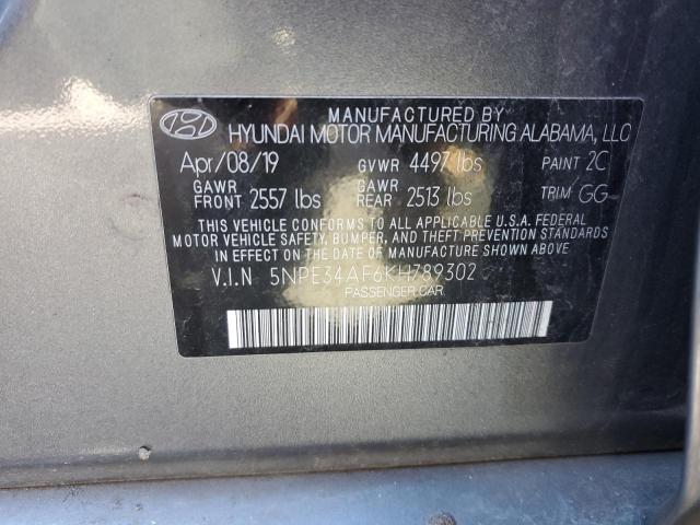 5NPE34AF6KH789302 - 2019 HYUNDAI SONATA LIMITED SILVER photo 12