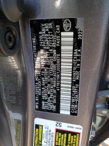 4T1B21HK1JU008676 - 2018 TOYOTA CAMRY HYBRID GRAY photo 12