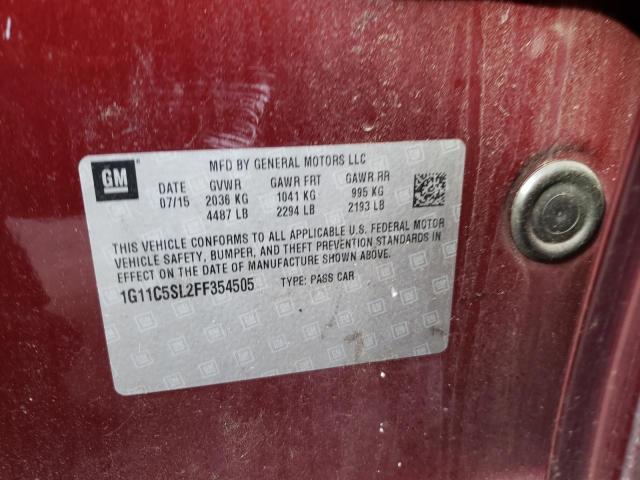 1G11C5SL2FF354505 - 2015 CHEVROLET MALIBU 1LT 红色 照片 13