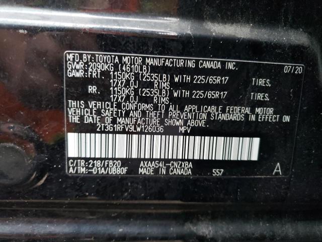 2T3G1RFV9LW126036 - 2020 TOYOTA RAV4 LE BLACK photo 13