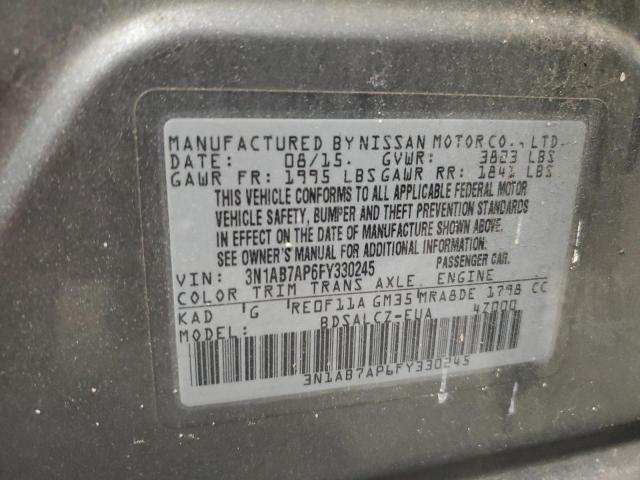 3N1AB7AP6FY330245 - 2015 NISSAN SENTRA S GRAY photo 13