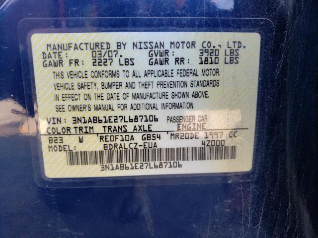 3N1AB61E27L687106 - 2007 NISSAN SENTRA 2.0 BLUE photo 13