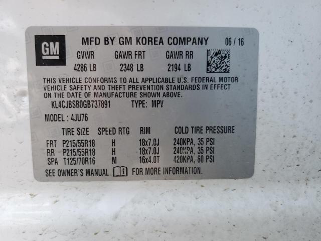 KL4CJBSB0GB737891 - 2016 BUICK ENCORE CONVENIENCE 白色 照片 13