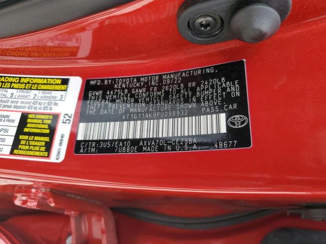 4T1G11AK9PU098932 - 2023 TOYOTA CAMRY SE NIGHT SHADE RED photo 12