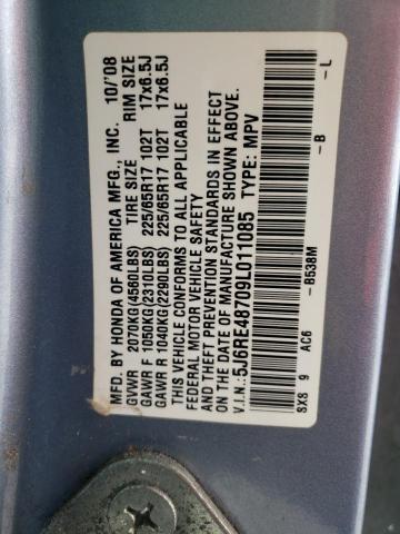 5J6RE48709L011085 - 2009 HONDA CR-V EXL BLUE photo 13