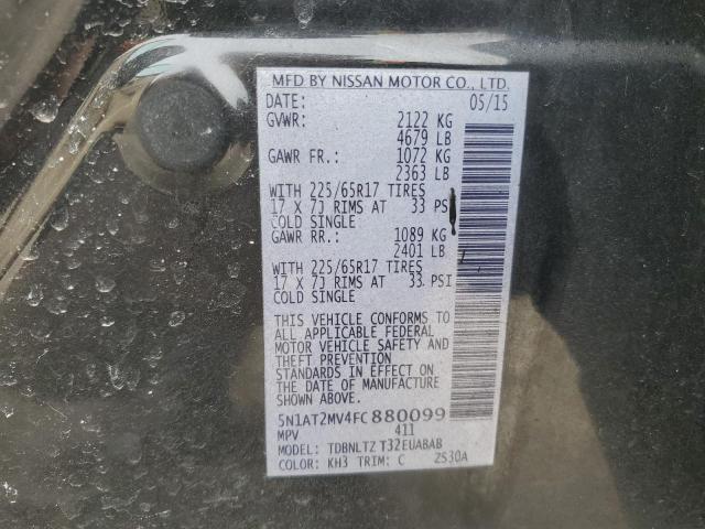 5N1AT2MV4FC880099 - 2015 NISSAN ROGUE S BLACK photo 14