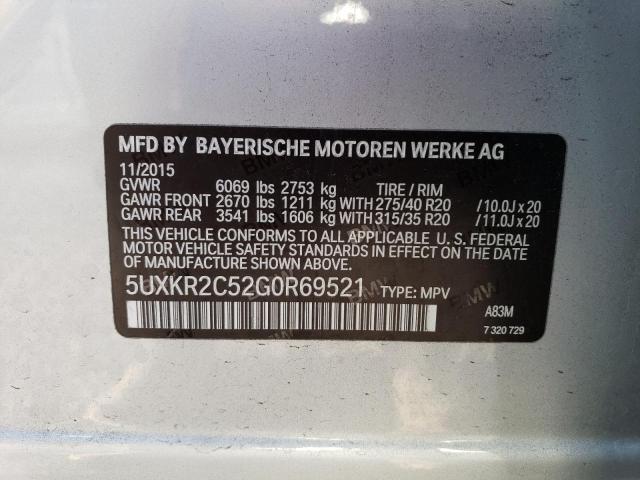 5UXKR2C52G0R69521 - 2016 BMW X5 SDRIVE35I SILVER photo 13