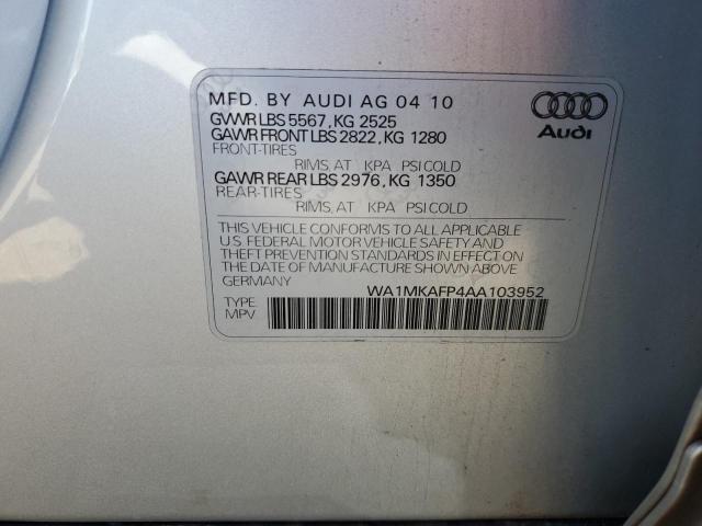 WA1MKAFP4AA103952 - 2010 AUDI Q5 PREMIUM PLUS SILVER photo 12