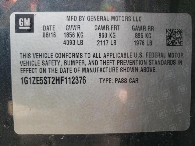 1G1ZE5ST2HF112376 - 2017 CHEVROLET MALIBU LT CHARCOAL photo 12