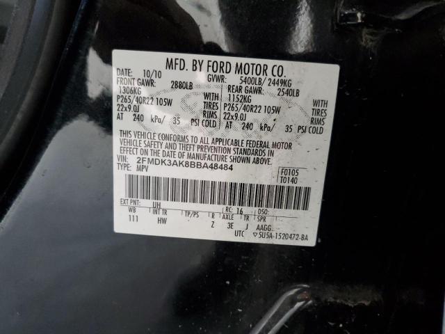 2FMDK3AK8BBA48484 - 2011 FORD EDGE SPORT BLACK photo 13