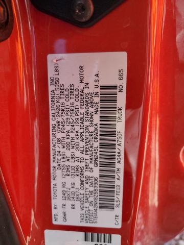 5TEUU42NX8Z583906 - 2008 TOYOTA TACOMA ACCESS CAB წითელი ფოტო 12