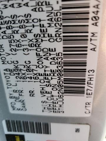 3TMJU62N05M003635 - 2005 TOYOTA TACOMA DOUBLE CAB PRERUNNER SILVER photo 12