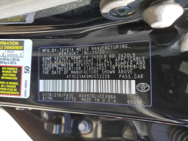 4T1C31AK9MU552228 - 2021 TOYOTA CAMRY LE BLACK photo 13