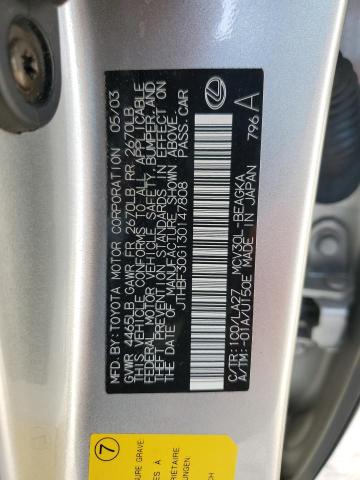 JTHBF30G130147808 - 2003 LEXUS ES 300 SILVER photo 12