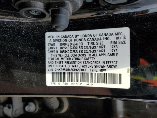 2HKRM4H48GH656843 - 2016 HONDA CR-V SE BLACK photo 12