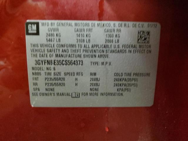 3GYFNBE35CS564373 - 2012 CADILLAC SRX PERFORMANCE COLLECTION Czerwony zdjęcie 14