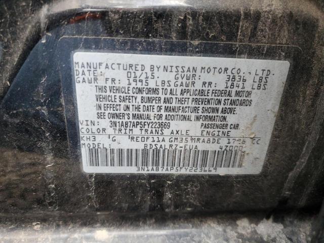 3N1AB7AP5FY223669 - 2015 NISSAN SENTRA S BLACK photo 12