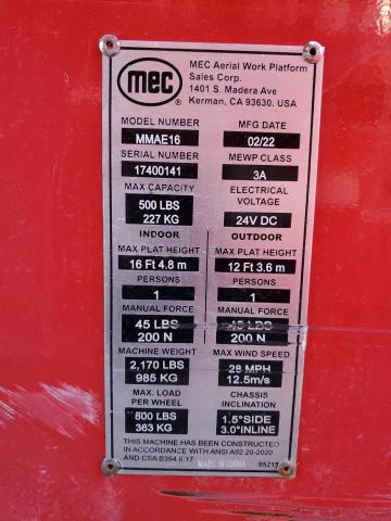 11421593 - 2022 MEC LIFT RED photo 10