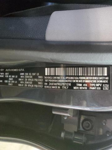 ZASFAKPN3J7B71216 - 2018 ALFA ROMEO STELVIO SPORT ნაცრისფერი ფოტო 12