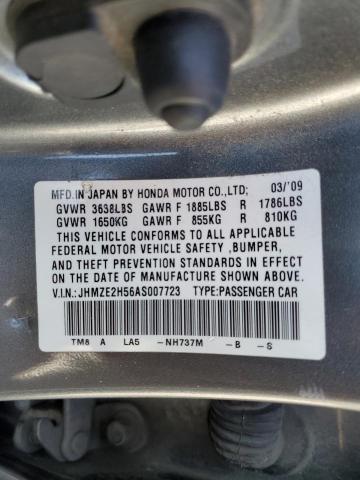 JHMZE2H56AS007723 - 2010 HONDA INSIGHT LX GRAY photo 12