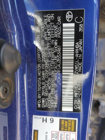 JTDKARFU4J3553481 - 2018 TOYOTA PRIUS BLUE photo 12