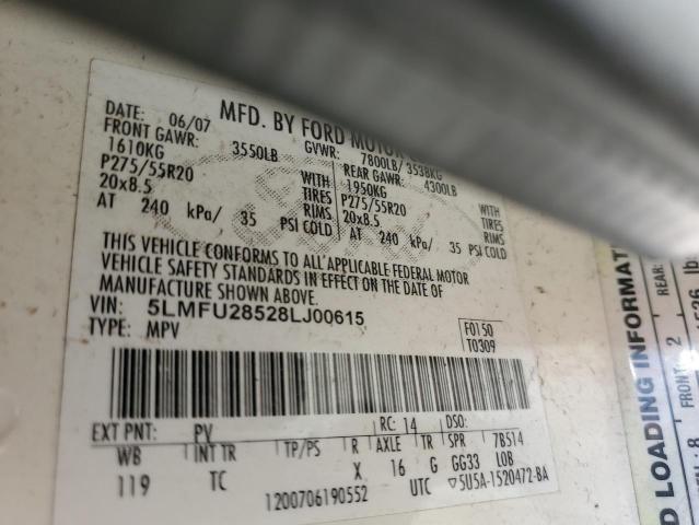 5LMFU28528LJ00615 - 2008 LINCOLN NAVIGATOR 白色 照片 13