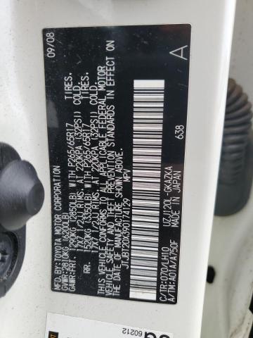 JTJBT20X390174129 - 2009 LEXUS GX 470 WHITE photo 13