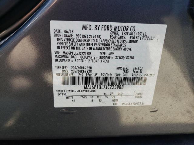 MAJ6P1UL7JC225988 - 2018 FORD ECOSPORT SE 灰色 照片 12