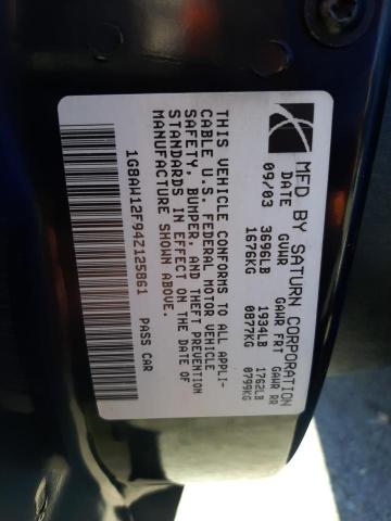 1G8AW12F94Z125861 - 2004 SATURN ION LEVEL 3 BLUE photo 12