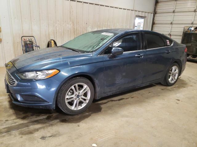 3FA6P0HDXJR252763 - 2018 FORD FUSION SE BLUE photo 1