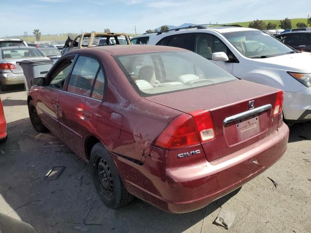 2HGES16512H571358 - 2002 HONDA CIVIC LX BURGUNDY photo 2